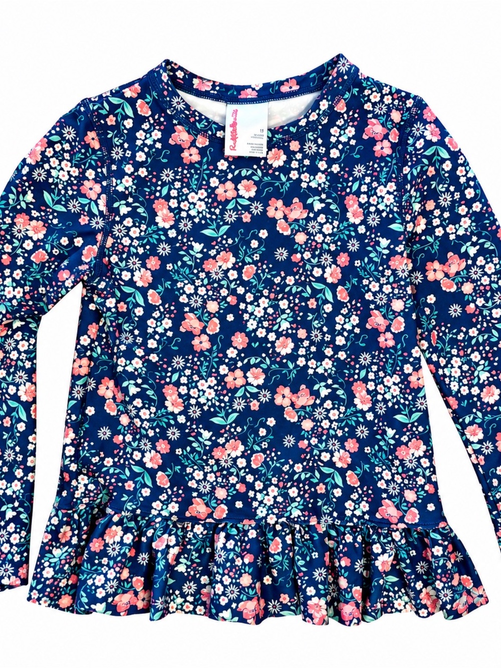 RuffleButts Moonlit Meadow Long Sleeve Rash Guard Swimsuit, 10